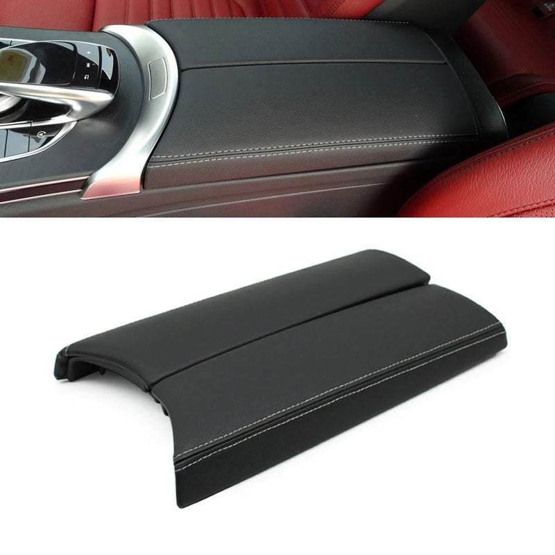 Goodithy Leather Center Console Armrest Cover Interior Central Armrest Storage Box Protect Cover Accessories Trim Replacement for Mercedes Benz C GLC W205 W253 C200 C300 C350 GLC200 GLC300 Model A