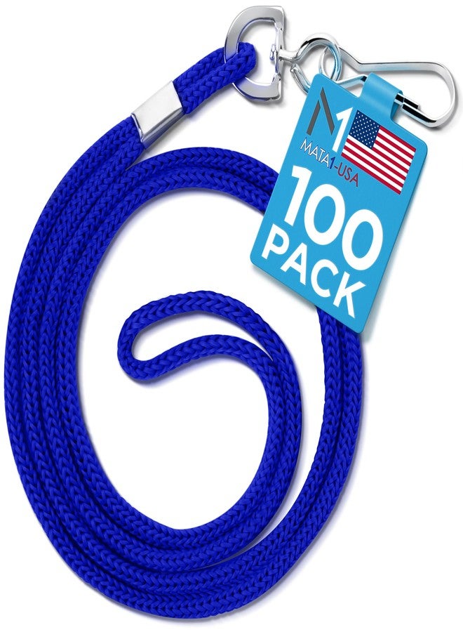 Mata1-USA Polypropylene Lanyards - 100 Pack, Blue - Economy ID Lanyards Bulk for Business Card, ID Card Holder for Employees and Students - Round 36" With Swivel Hook - Image 1