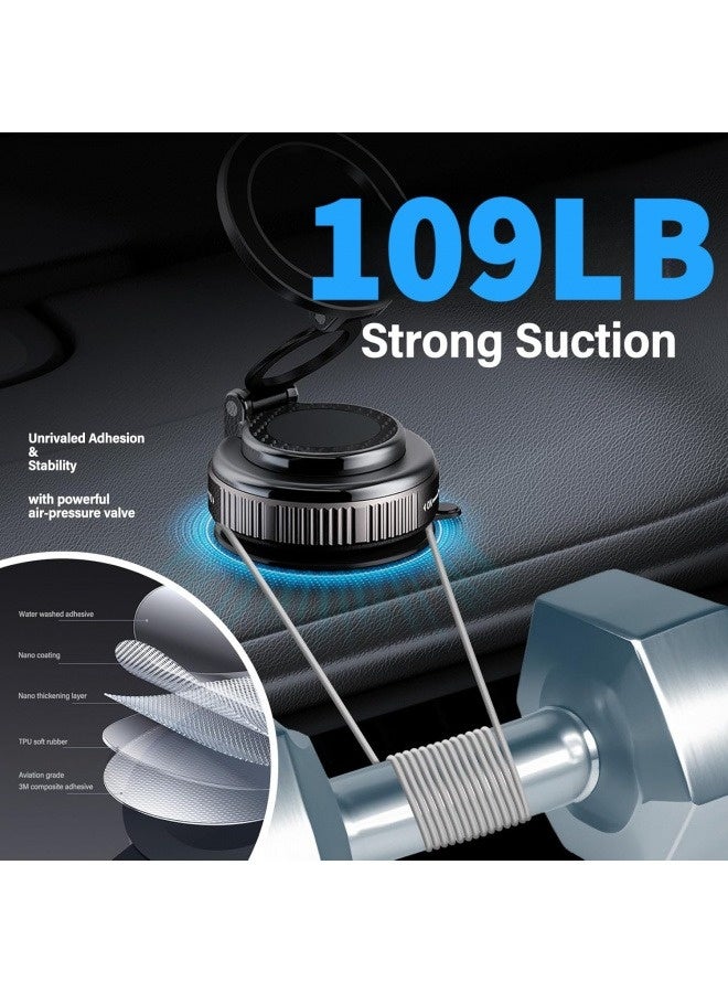 2025 Newest Adjustable Magnetic Car Phone Holder Mount with Super Strong Vacuum Suction - Heat Resistant & Foldable Portable Design for Men/Women - 360° & 180° Dual Rotation, Alloy Material Dashboard Windshield Mount for iPhone/Samsung Smartphones - Image 4
