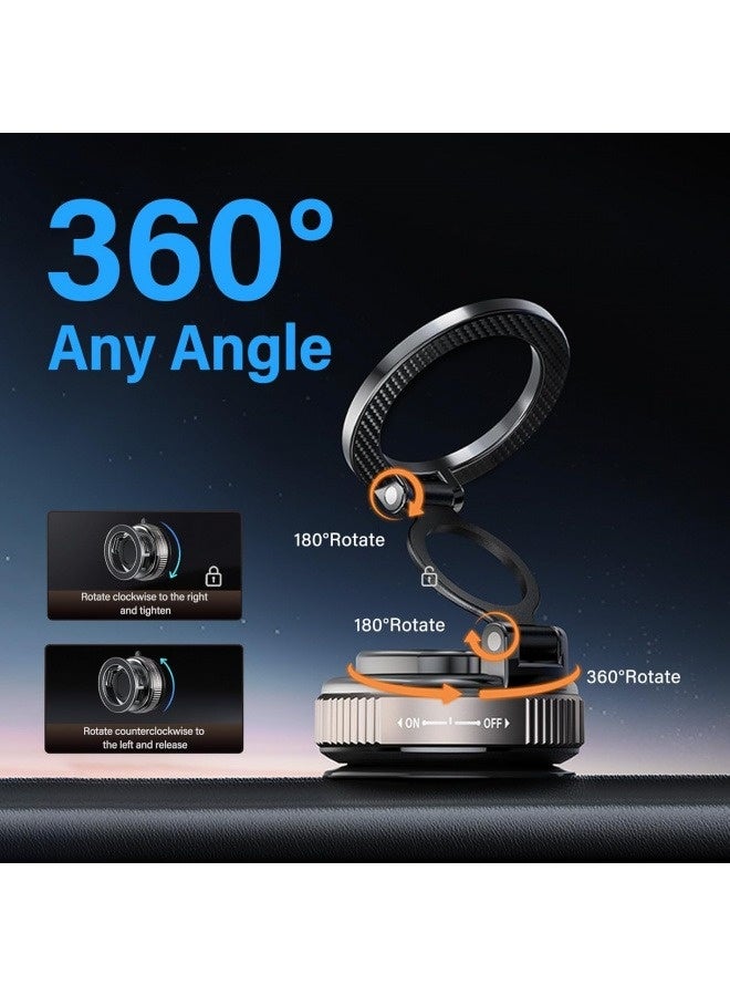 2025 Newest Adjustable Magnetic Car Phone Holder Mount with Super Strong Vacuum Suction - Heat Resistant & Foldable Portable Design for Men/Women - 360° & 180° Dual Rotation, Alloy Material Dashboard Windshield Mount for iPhone/Samsung Smartphones - Image 5