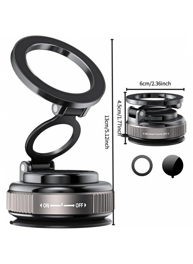 2025 Newest Adjustable Magnetic Car Phone Holder Mount with Super Strong Vacuum Suction - Heat Resistant & Foldable Portable Design for Men/Women - 360° & 180° Dual Rotation, Alloy Material Dashboard Windshield Mount for iPhone/Samsung Smartphones - Image 2