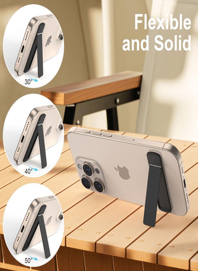 DOB SECHS Slim Kickstand Stick On Phone Case, Upgrade Universal Cellphone Stand Set of 2, Ultra-Thin Metal Cell Phone Stand for iPhone, iPad, Tablet, Vertical/Horizontal Angle Adjustable Stand, Black - Image 2