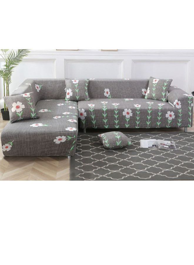 NIBEMINENT Flowers Pattern Sofa Slipcover Grey/White/Green - Image 2