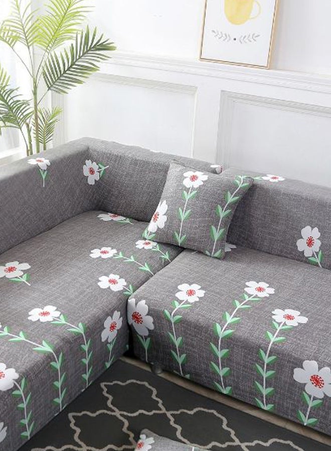 NIBEMINENT Flowers Pattern Sofa Slipcover Grey/White/Green - Image 3