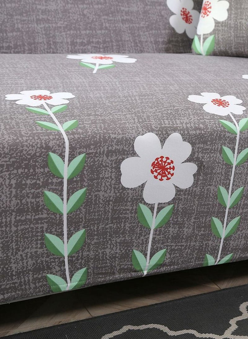 NIBEMINENT Flowers Pattern Sofa Slipcover Grey/White/Green - Image 4