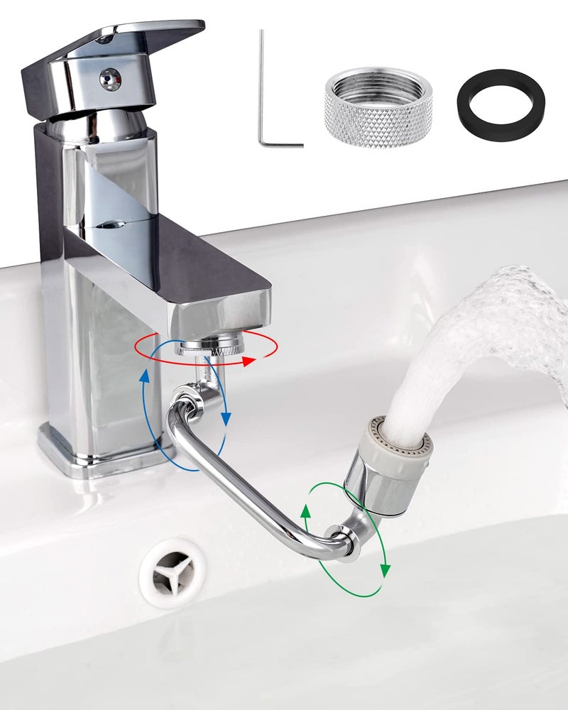 Hibbent 1080 Rotatable Faucet Extender Swivel Faucet Aerator Metal Faucet Attachment Dual Function Kitchen Bathroom Sink Sprayer Attachment for GargleEyeFace Washing 1516 Male Thread