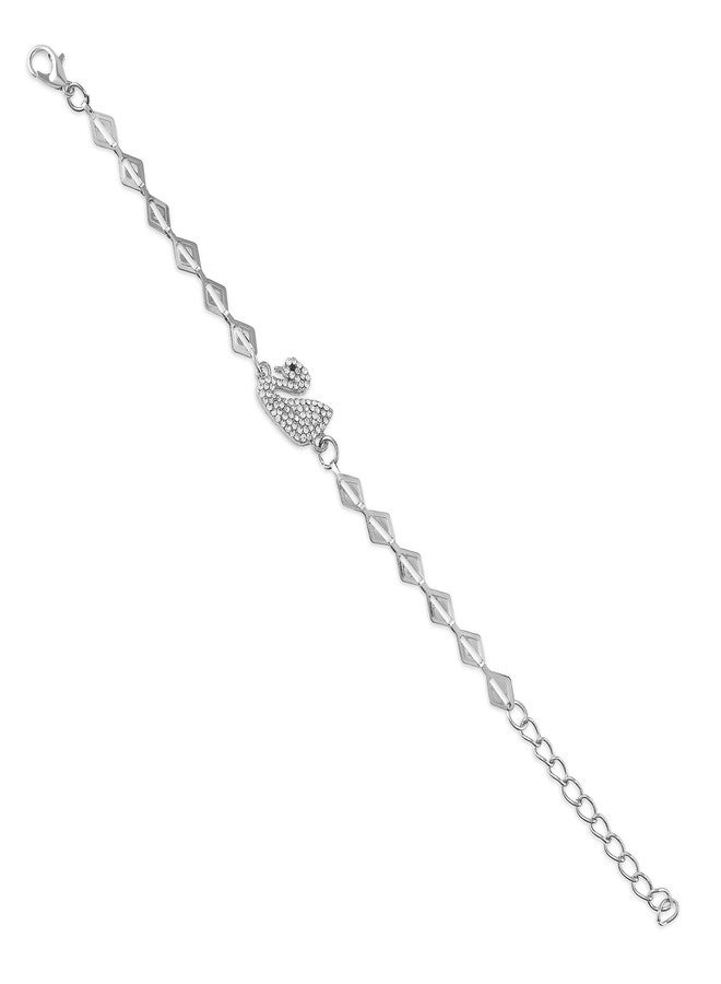 Memoir Brass Imitation Diamond studded Swan shaped Bracelet for Women girls teenagers, young women Fashion jewellery (BLBJ2267) - Image 4