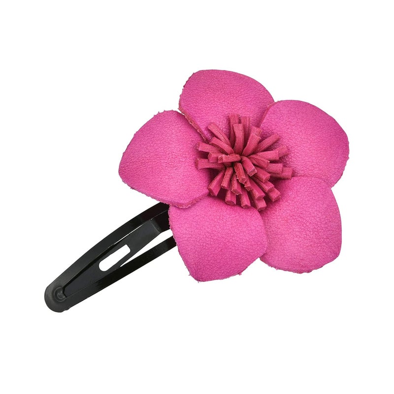 AeraVida Cute and Colorful Fuschia Pink Tropical Flower Leather Hair Clip Flower Hair Clip  Hair Clip Accessories  Leather Hair Clips for Women  Pink Color Hair Clips