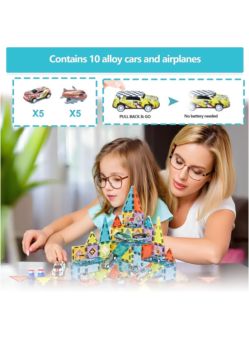 Magnetic Tiles Building Blocks Set STEM Educational Magnet Toys Thickened Montessori Creative Construction Toddler Preschool Learning Gifts for Kids Age 3-8 (94 Pcs Parking Lot Theme) - Image 4