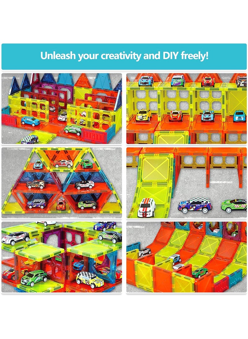 Magnetic Tiles Building Blocks Set STEM Educational Magnet Toys Thickened Montessori Creative Construction Toddler Preschool Learning Gifts for Kids Age 3-8 (94 Pcs Parking Lot Theme) - Image 3