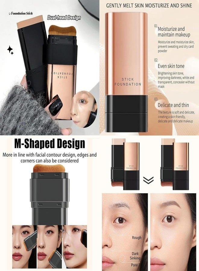 Care24 2-in-1 Dual End Foundation Stick with Built-In Brush, Long Wear Cream Base & Concealer, Water-Resistant Makeup Stick for Smooth Even Coverage on All Skin Types (Pack Of 1) - Image 2