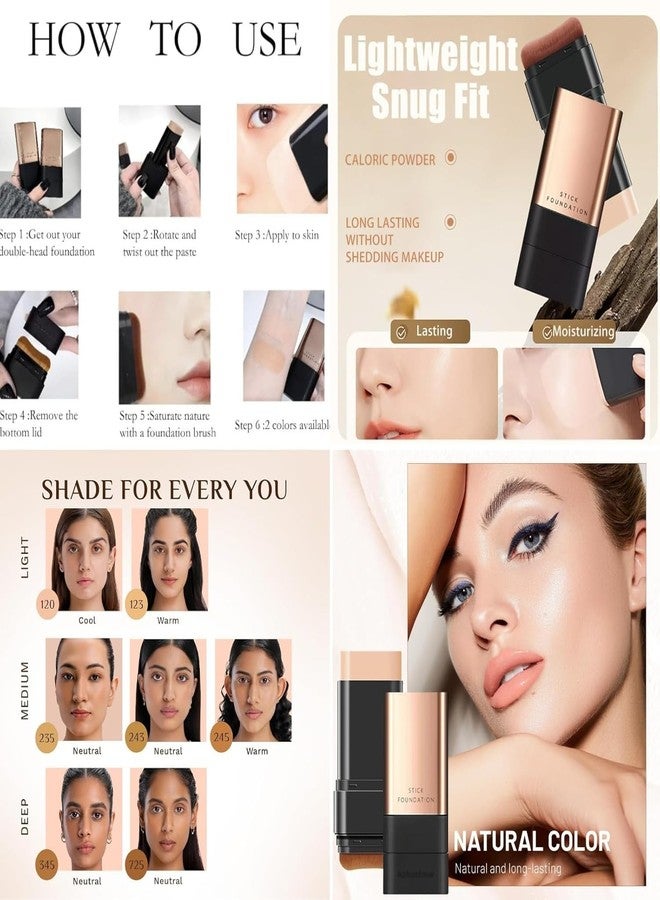 Care24 2-in-1 Dual End Foundation Stick with Built-In Brush, Long Wear Cream Base & Concealer, Water-Resistant Makeup Stick for Smooth Even Coverage on All Skin Types (Pack Of 1) - Image 3