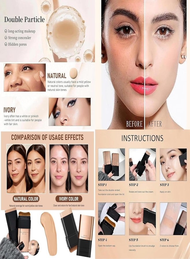 Care24 2-in-1 Dual End Foundation Stick with Built-In Brush, Long Wear Cream Base & Concealer, Water-Resistant Makeup Stick for Smooth Even Coverage on All Skin Types (Pack Of 1) - Image 4