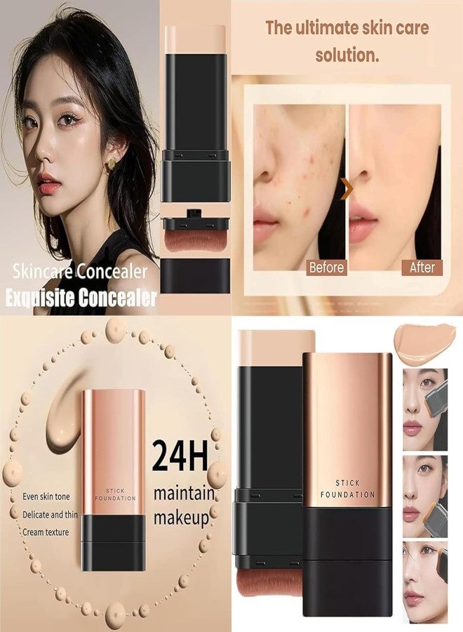 Care24 2-in-1 Dual End Foundation Stick with Built-In Brush, Long Wear Cream Base & Concealer, Water-Resistant Makeup Stick for Smooth Even Coverage on All Skin Types (Pack Of 1) - Image 5