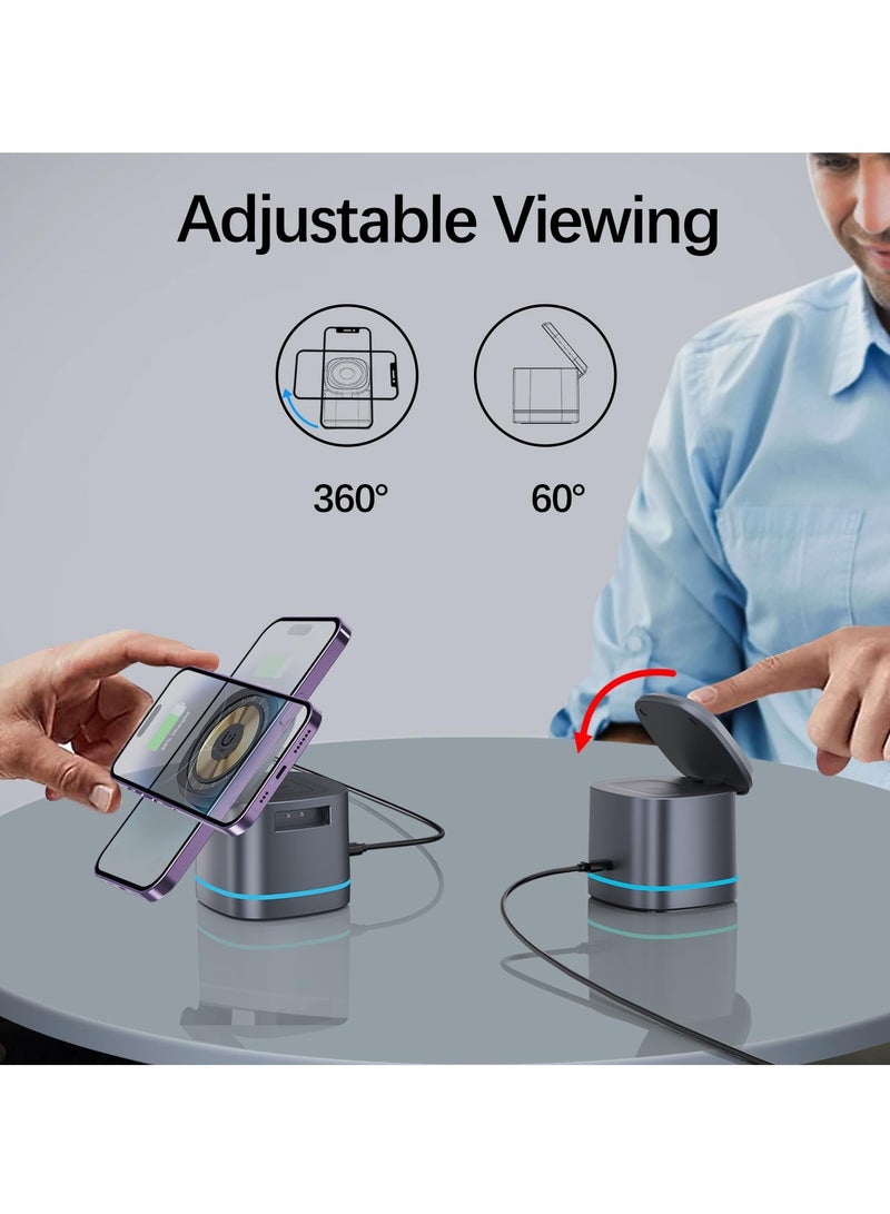 Excefore 3-in-1 Magnetic Foldable Wireless Charger, 15W Fast Charging Dock for iPhone 15/14/13/12, APods 3/2/Pro, iWatch 1-8/Ultra  - Image 5