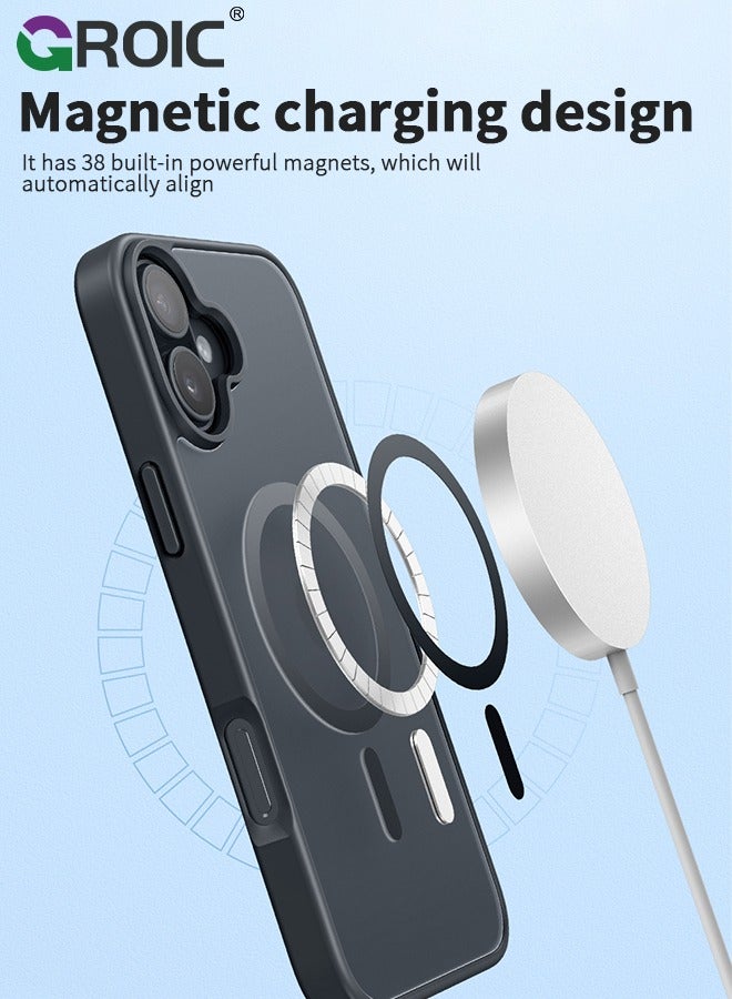 GROIC Magnetic Designed for iPhone 16 Plus Black Case, Full Protection & Compatible with MagSafe, Translucent Matte Back with Soft Edge Phone Case - Image 3
