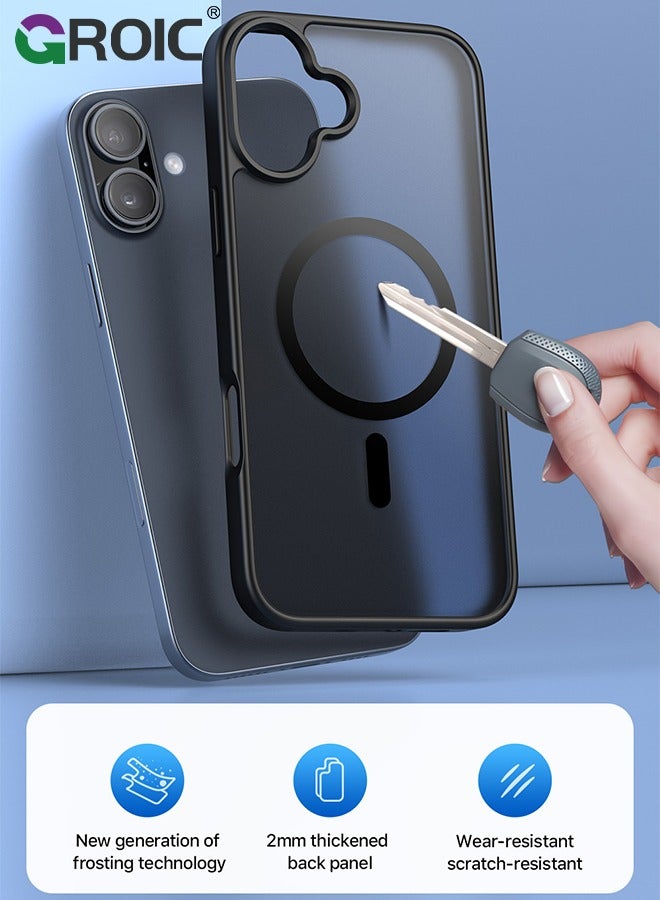 GROIC Magnetic Designed for iPhone 16 Plus Black Case, Full Protection & Compatible with MagSafe, Translucent Matte Back with Soft Edge Phone Case - Image 5