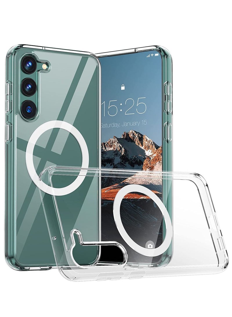 DUSALA Samsung Galaxy S23 Plus Clear Magnetic Cover | Mag Safe Compatible | Clear Hard Back Case | Shockproof Silicone Frame Edge Bumper | Slim Transparent Case for Samsung Galaxy S23 Plus - Image 1