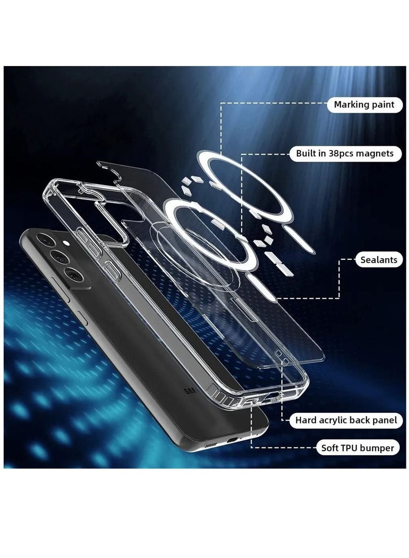 DUSALA Samsung Galaxy S23 Plus Clear Magnetic Cover | Mag Safe Compatible | Clear Hard Back Case | Shockproof Silicone Frame Edge Bumper | Slim Transparent Case for Samsung Galaxy S23 Plus - Image 3