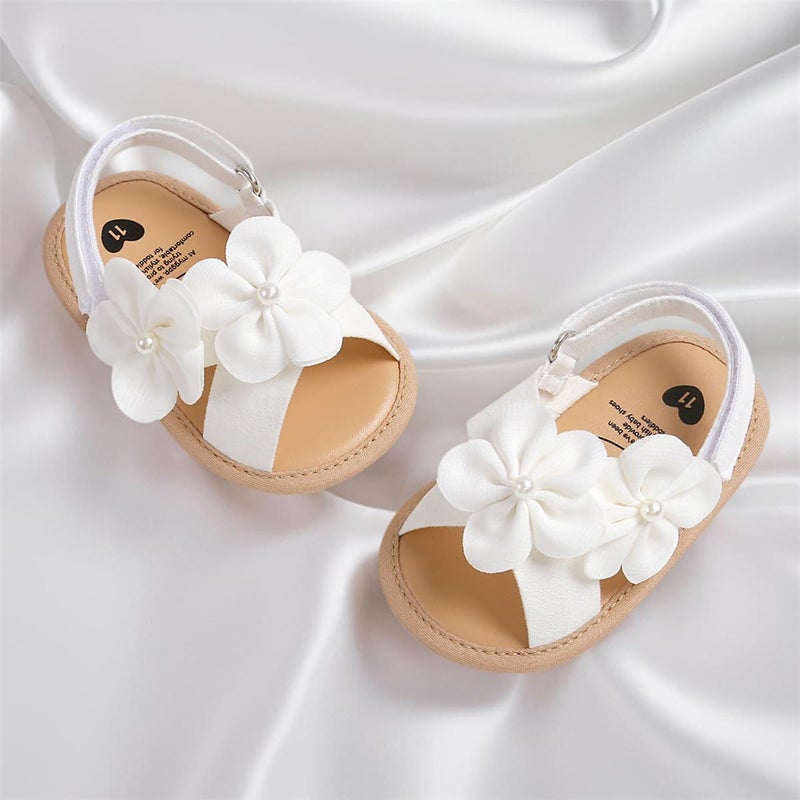 GDSDYM Infant Baby Girls Summer Sandals with Flowers Soft Sole Newborn Princess First Walkers Crib Wedding Dress Shoes - Image 3