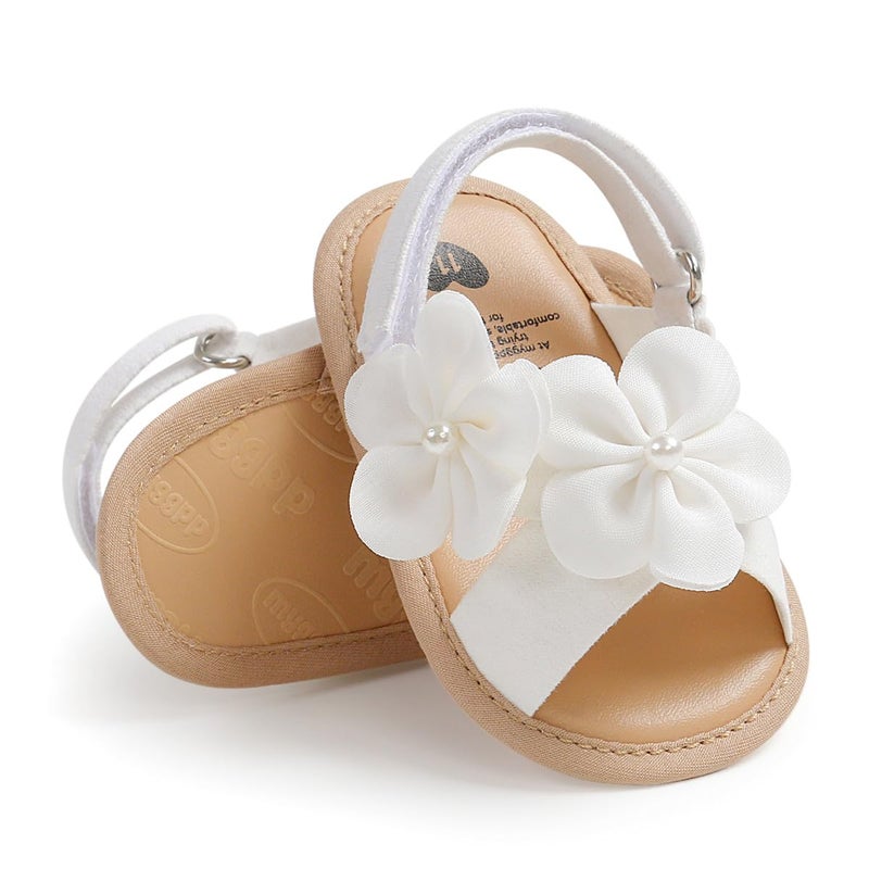 GDSDYM Infant Baby Girls Summer Sandals with Flowers Soft Sole Newborn Princess First Walkers Crib Wedding Dress Shoes - Image 1
