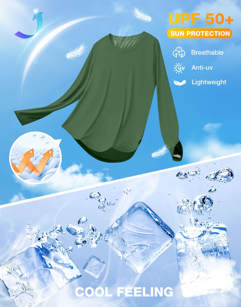 Soothfeel Women's UPF 50+ Sun Shirts Long Sleeve SPF UV Protection Rash Guard Lightweight Quick Dry Hiking Workout Tops greenL - Image 5