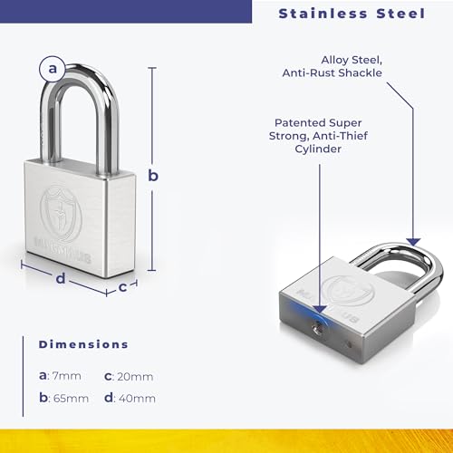 Magmaus® PDE50 Heavy Duty Lock with 3 Keys [Anti Cut Shackle] - [Stainless Steel] Weatherproof Padlock for Outdoor Use - Ideal for Storage Unit, Shipping Container, Gate - Image 2