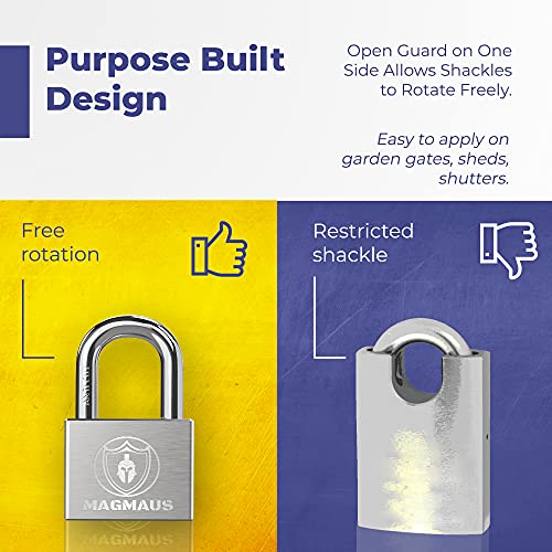 Magmaus® PDE50 Heavy Duty Lock with 3 Keys [Anti Cut Shackle] - [Stainless Steel] Weatherproof Padlock for Outdoor Use - Ideal for Storage Unit, Shipping Container, Gate - Image 4