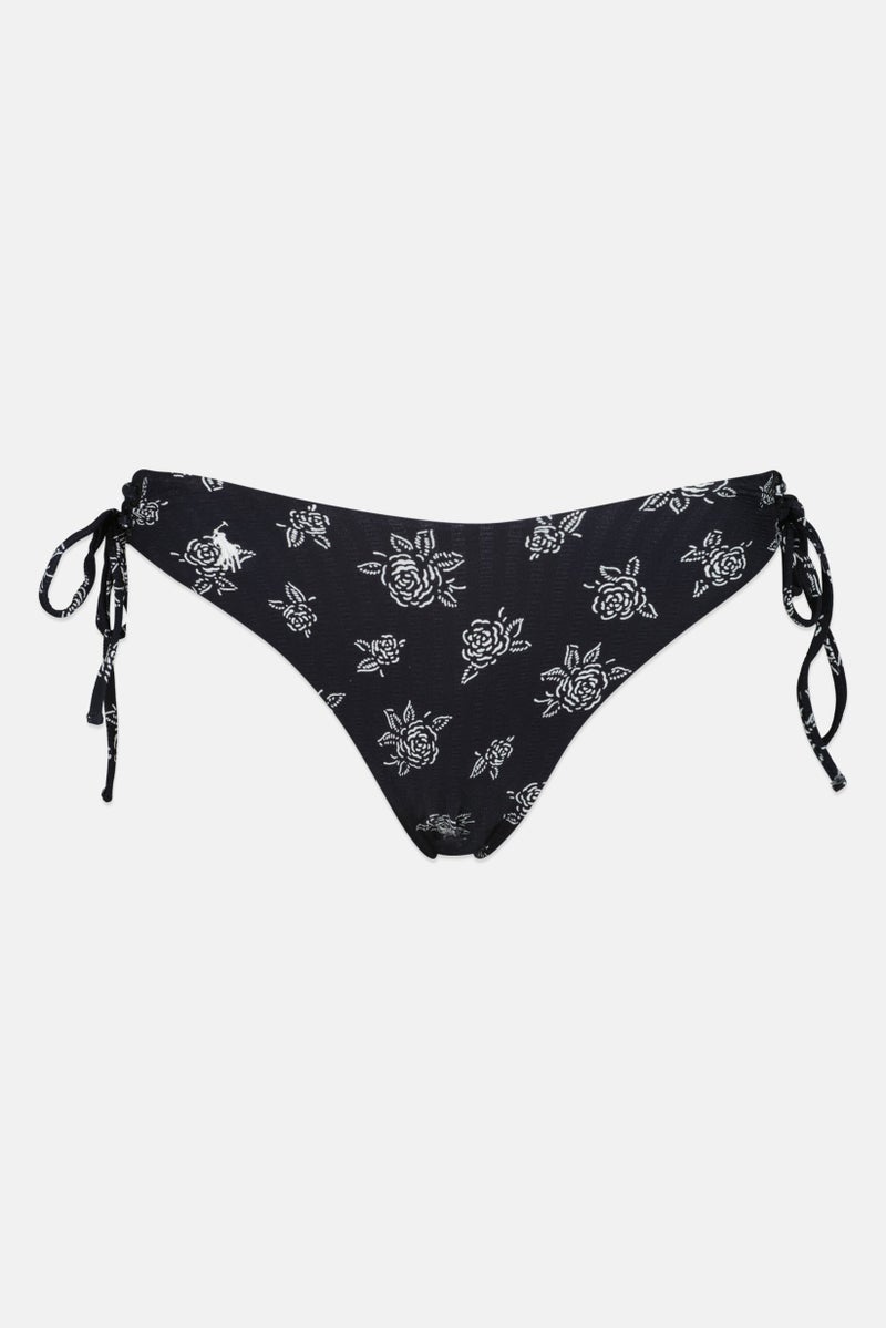 POLO RALPH LAUREN Women Allover Printed Pull On Swimwear Bottom, Black  - Image 1