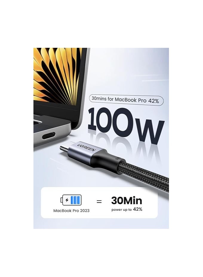 UGREEN USB C to USB C Cable, 100W USB C Charger Cable for iPhone 15/15 Plus/15 Pro/15 Pro Max, MacBook Pro, iPad Pro, Dell XPS, Samsung Galaxy S24/S23/S22 Ultra, Switch, Pixel, 3M (10FT) Black - Image 2