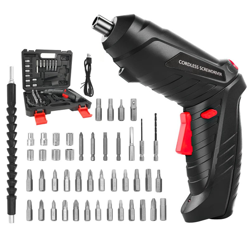 Hendoct Cordless Screwdriver Set, 47 PCS Power Screwdrivers, 3.6V Rechargeable Electric Screwdriver with LED Work Light, USB Charging - Image 1