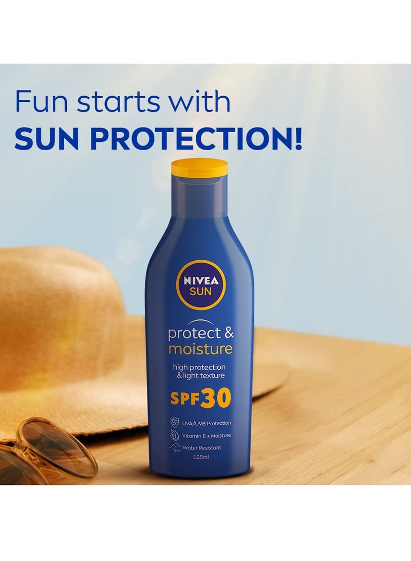 NIVEA SUN Protect and Moisture 125ml SPF 30 Advanced Sunscreen for Instant Protection| PA++ UVA - UVB Protection System Water Resistant For Men and Women - Image 2