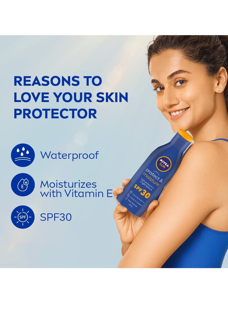 NIVEA SUN Protect and Moisture 125ml SPF 30 Advanced Sunscreen for Instant Protection| PA++ UVA - UVB Protection System Water Resistant For Men and Women - Image 4