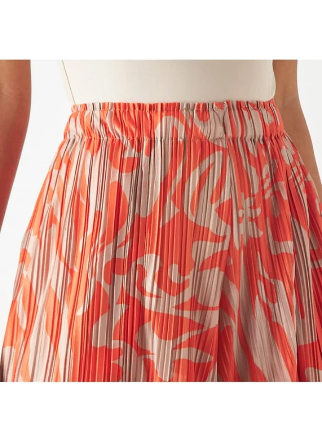 2Xtremz 2Xtremz All-Over Print Plisse Wide Leg Pants with Pockets