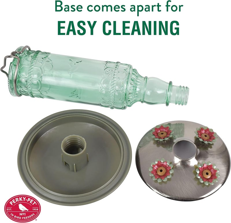 Perky-Pet Antique Glass Bottle Hummingbird Feeder - Image 4