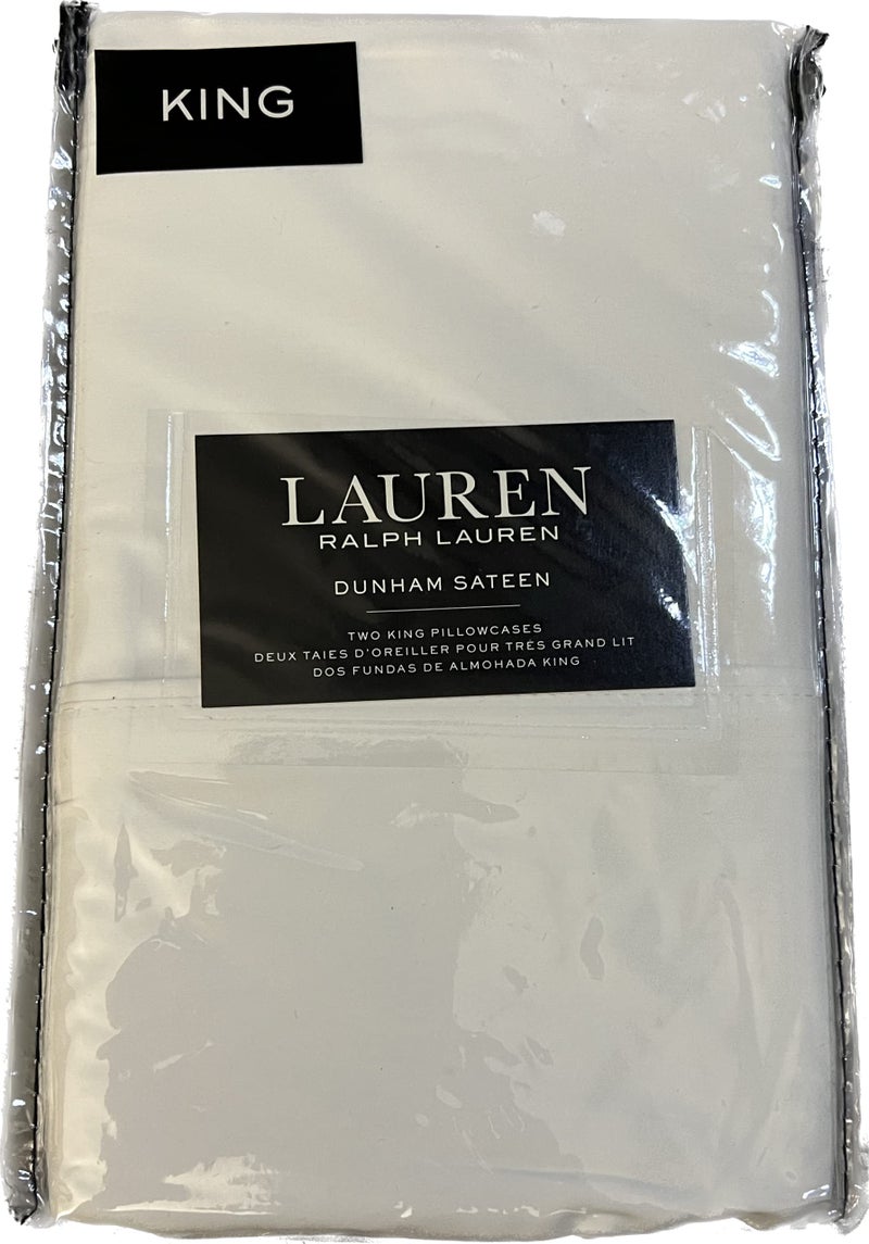 Lauren Ralph Lauren Ralph Lauren Set of Dunham Sateen King Size Pillowcases White 300 Thread Count 100 Cotton