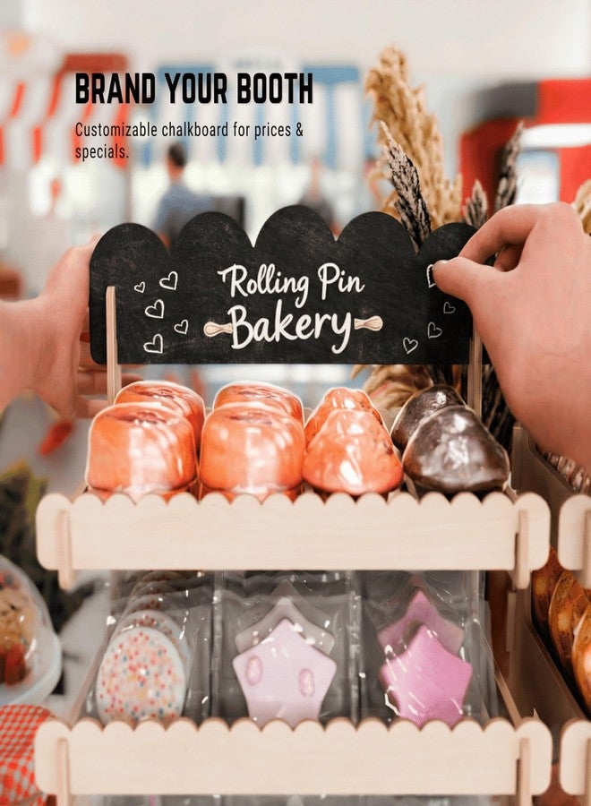 HOTCAN Wooden Cookie Display Stand with Chalkboard Sign for Bakers, Vendors, Craft Fairs | Pastry Display for Market Booths & Events | 3 Tiered Cookie Display for Muffins, Cakes, and Pastries(Natural) - Image 2