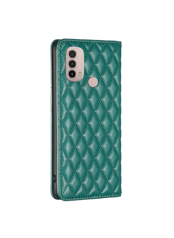 S-TOP Case For Motorola Moto E30 / E40 Diamond Lattice Magnetic Leather Flip Phone Case - Image 3