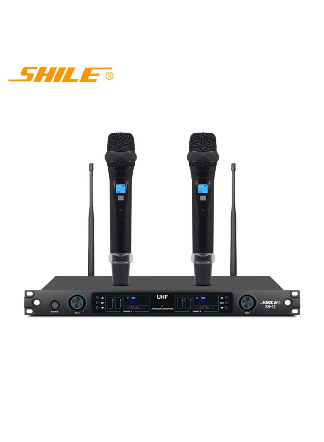 Shile 12 Dual Handheld Microphones, Wireless Microphones For Meetings, Home, Stage, Ktv, Singing - Image 1