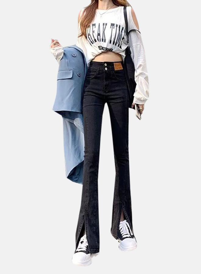 YUNIQEE Black Cotton Slim Fit High-Rise Jeans - Image 1