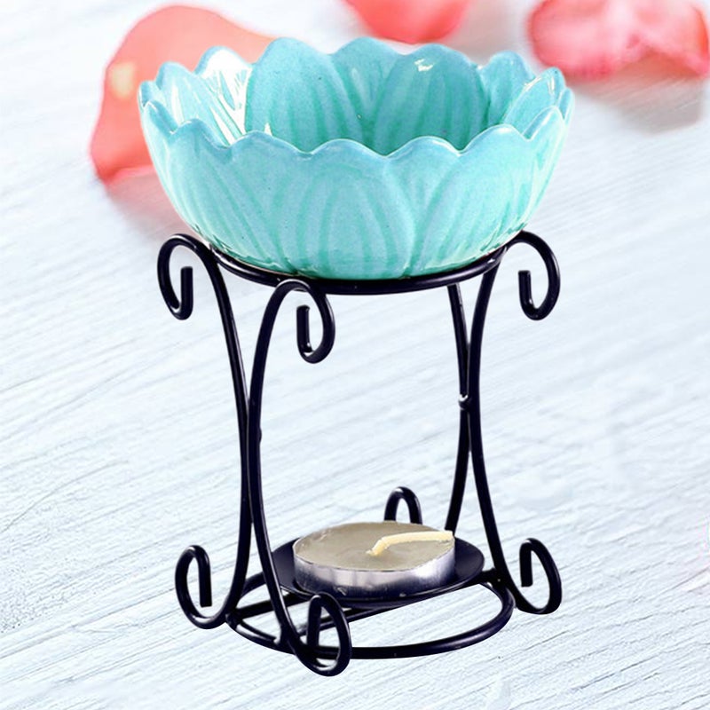 Iron Rack Candle Holder Colored Ceramic Plate Aromatherapy Decoration for Living Room Balcony Patio Porch Garden ( , Without Candle and ) - Image 1