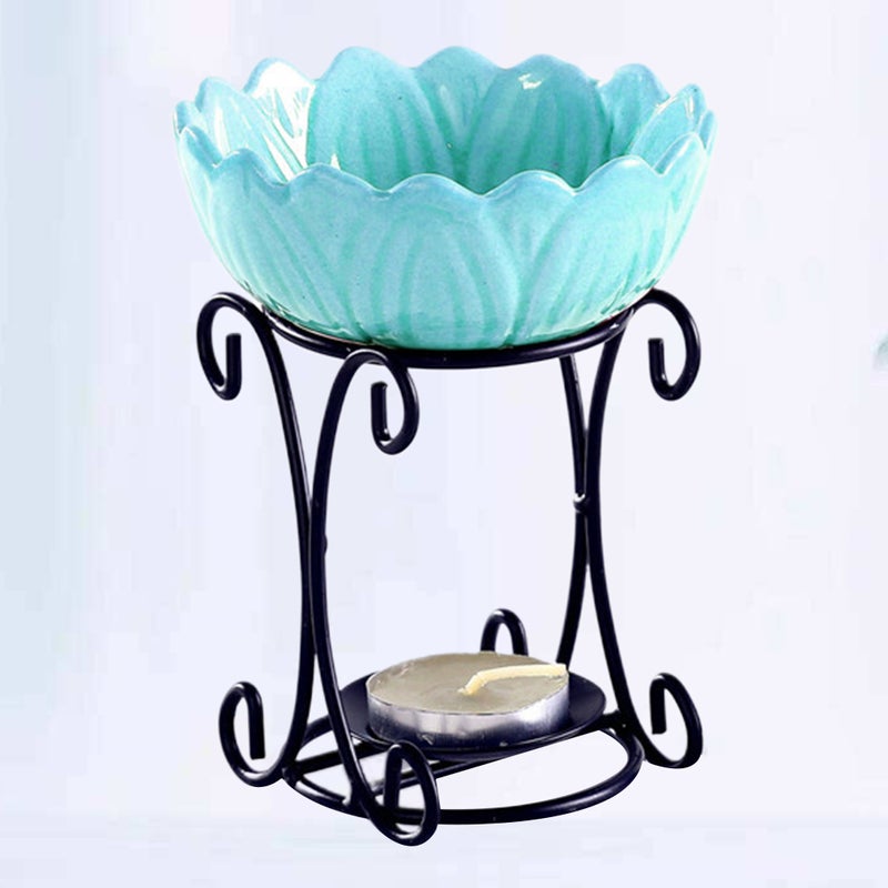 Iron Rack Candle Holder Colored Ceramic Plate Aromatherapy Decoration for Living Room Balcony Patio Porch Garden ( , Without Candle and ) - Image 3