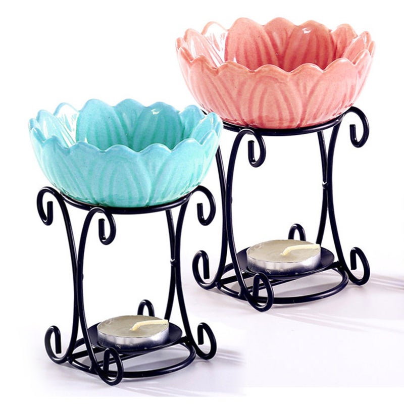 Iron Rack Candle Holder Colored Ceramic Plate Aromatherapy Decoration for Living Room Balcony Patio Porch Garden ( , Without Candle and ) - Image 4