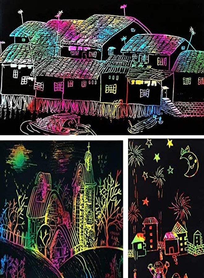 SpiderJuice 1 Book 10 Pages Big Size Creative Unique Rainbow Magic Colorful Mandala Art Craft Drawing Scribble Fun Activity Black Scratch Paper Note Book Edu Toys Kids Adults Birthday Return Gifts - Image 5