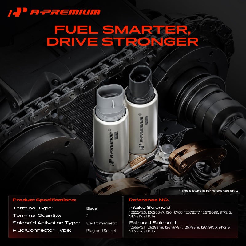 A-Premium VVT Intake & Exhaust Camshaft Position Actuator Solenoid Valve Kit Compatible with Chevy GMC Equinox Malibu Cobalt HHR Terrain Buick Pontiac Saturn 2.0L 2.2L 2.4L Replaces# 12655421 12655420 - Image 2