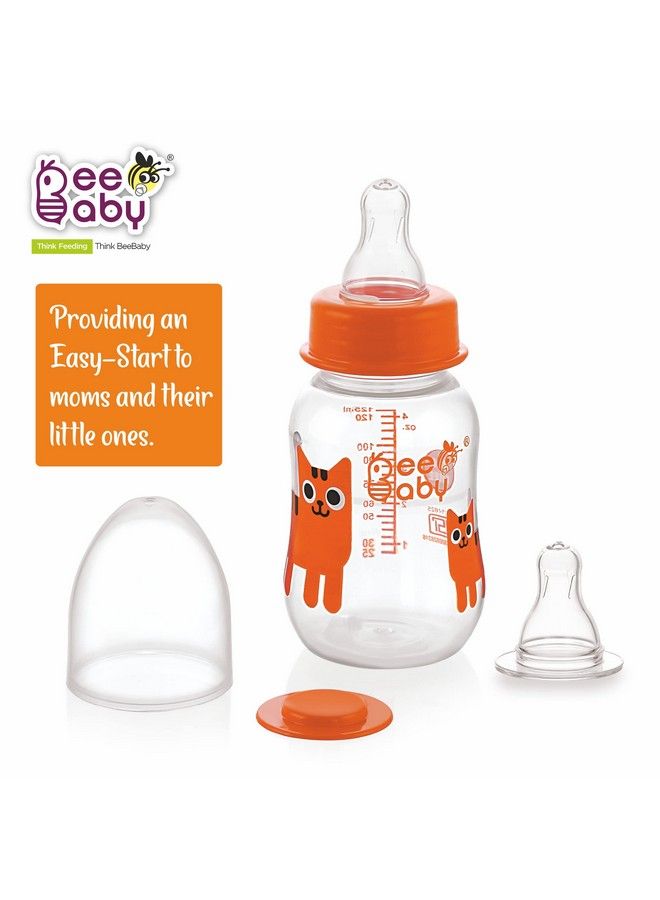 Beebaby Easy Start Slim Neck Baby Feeding Bottle With 4 Anti Colic Gentle Touch Silicone Nipples For New Born ; Infant ; Babies 100% Bpa Free. (125 Ml Orange 2) - Image 4