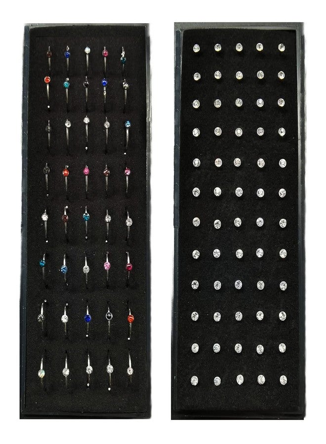 Tornito 100Pcs Bone Nose Studs Stainless Steel Multicolor Cubic Zirconia Nose Rings Stud Hoop Tragus Cartilage Nose Ring Labret Nose Piercing Pin Jewelry for Women Men 1.5mm 2mm 2.5mm 20G 22G - Image 1