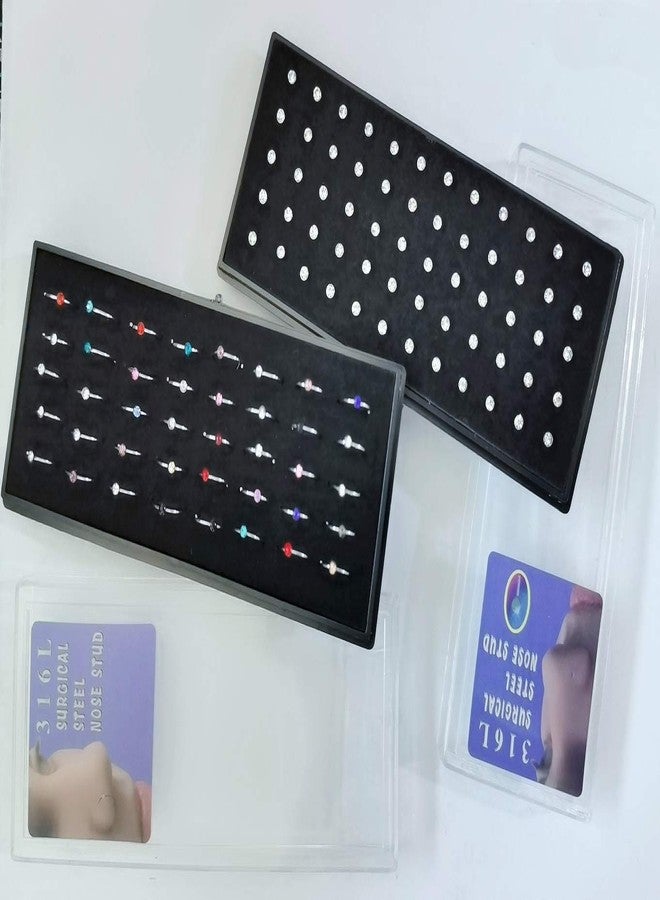 Tornito 100Pcs Bone Nose Studs Stainless Steel Multicolor Cubic Zirconia Nose Rings Stud Hoop Tragus Cartilage Nose Ring Labret Nose Piercing Pin Jewelry for Women Men 1.5mm 2mm 2.5mm 20G 22G - Image 5