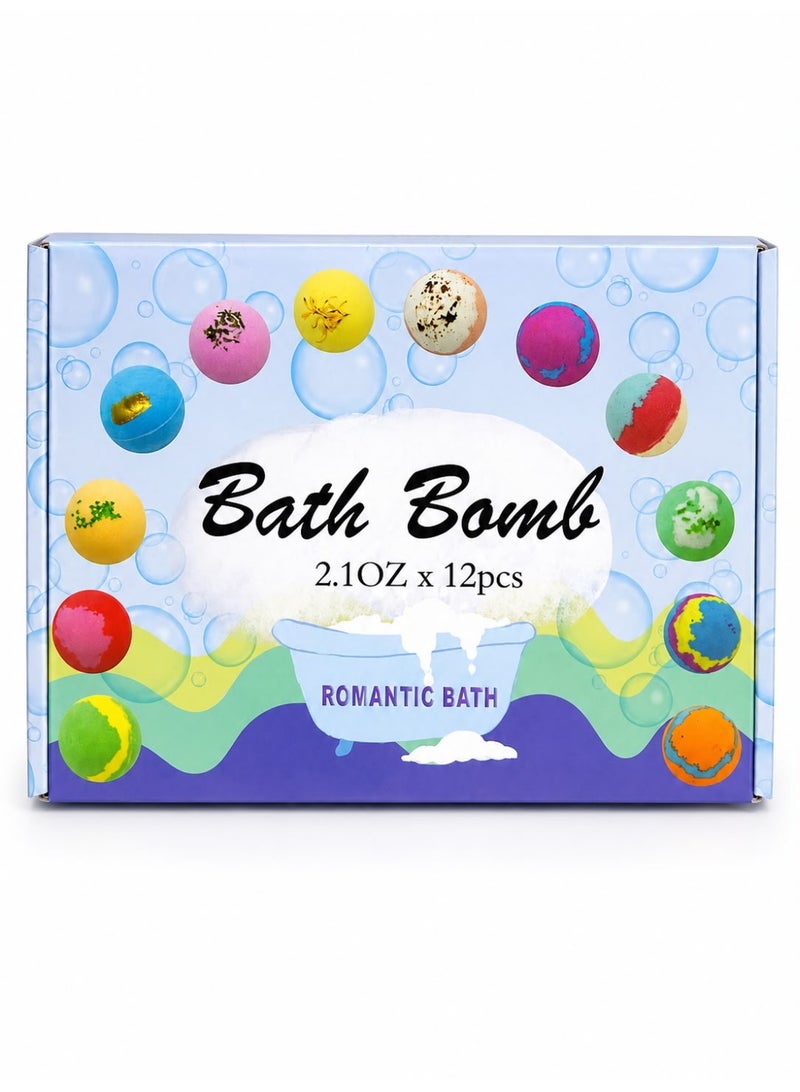 Milano Plus Romantic Bath Bomb Set 12pcs x 60g (2.1oz Each) – Natural Essential Oil Infused Fizzy Bath Bombs for Relaxing Spa Bath, Aromatherapy, Moisturizing Skin Care & Luxury Gift Set - Image 1