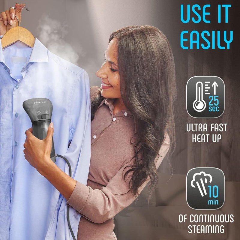 Polardo Best Steamer for Clothes, Hand Held Portable Travel Garment Steamer, Metal Steam Head, 25s Heat Up, Pump System, Mini Size, Handheld Steamer for Any Fabrics, No Water Spitting (120, Volts) - Image 4